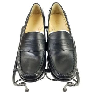 Cole Haan Janine Black Traditional Leather Penny Loafer Shoes
